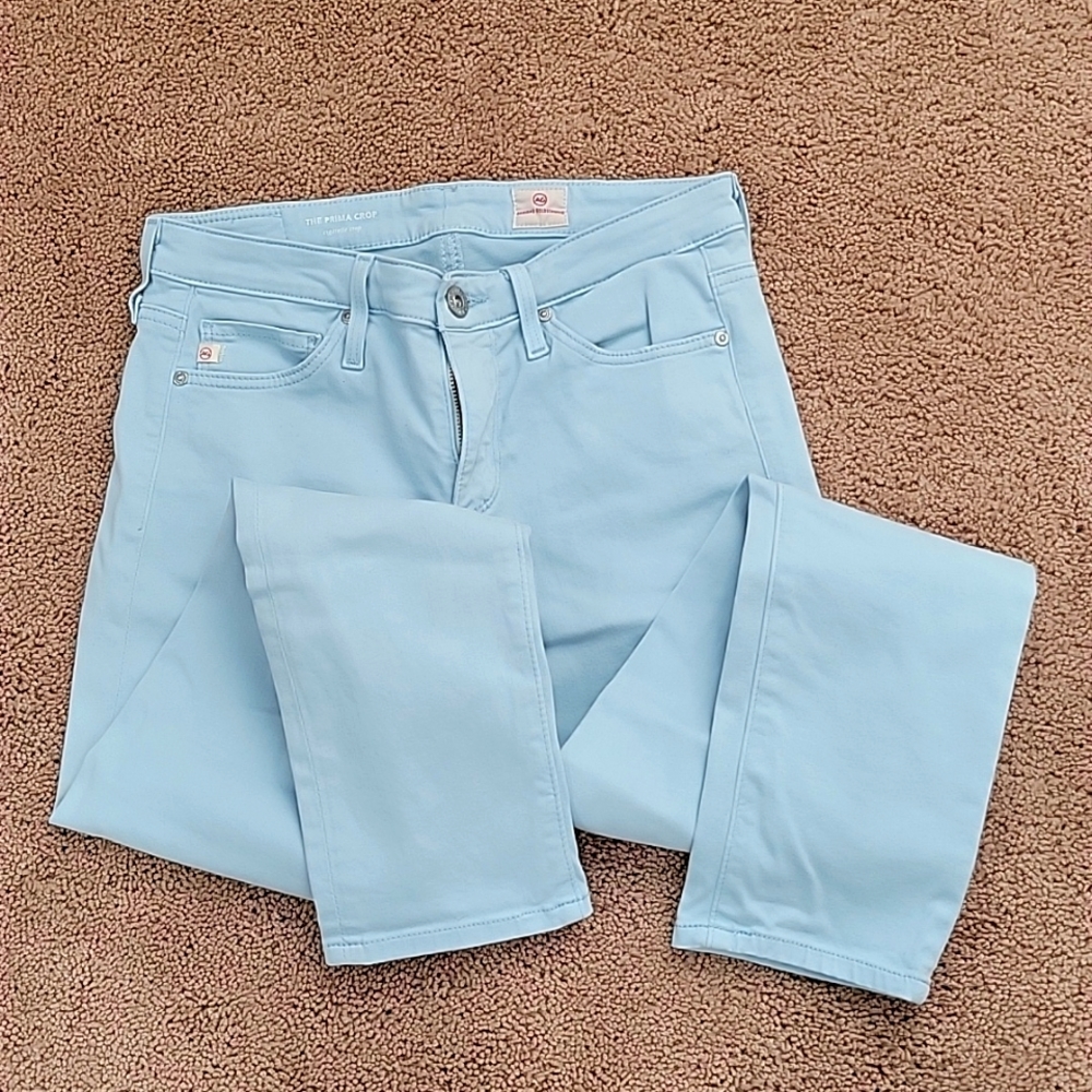 AG Adriano Goldschmied Aqua Blue Skinny Capri Jeans